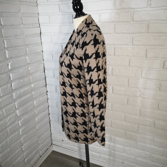 Ann Taylor Petite Ladies Size Small Petite Black & Tan Patterned Open Cardigan - Picture 4 of 9